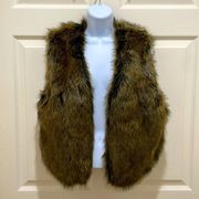 Elevenses by Anthropologie Brown Faux Fur Vest