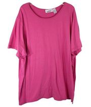 All American Comfort Plus Size 4X Top Pink Short Sleeve Scoop Neck Cotton 1465