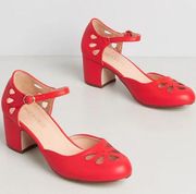 NEW CHASE + CHLOE Walk Off With My Heart Ankle Strap Heel RED