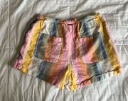 Billabong Rainbow Striped  Shorts With Tie And Pockets