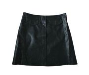 MOLLY BRACKEN Black Faux Leather Button Front Skirt Size Medium