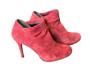 Stuart Weitzman Women Ankle Bootie Suede Stiletto Heeled Burgundy Dark Red Sz. 8