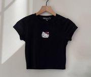 Dolls Kill x Hello Kitty Crop Top Tee T-Shirt Cotton Spandex Short Sleeve Crew S