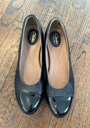 Clarks Artisan Aliyah Susan Black Leather Flats‎ US 9 1/2