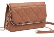 URBAN EXPRESSIONS Janet Quilted Crossbody Bag Chain Details Camel