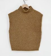 NEW Madewell Stimpson Sweater Vest Chunky Wool Blend Mock Neck Brown Women's S