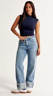Abercrombie Curve Love Mid Rise Baggy Jeans