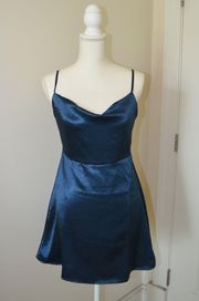 Turquoise Satin Dress