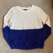 Sugarlips Colorblock Waffle Knit Oversized Crewneck Sweater