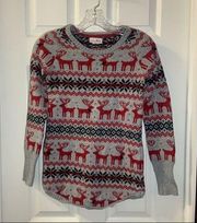 Shrinking Violet Grey/Red Reindeer Fair Isle Sweater XS