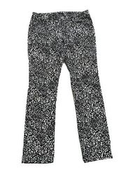 Ann Taylor Pants Jeans Modern Fit Black White Animal Print Straight Leg Size 8