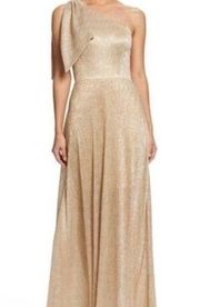 Dress the Population gold shimmer gown