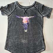 Cattle Bull Head Blouse Gray Size  XS