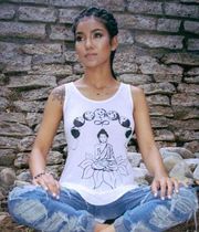 The Moon NEFF X Jhene Aiko zen lotus yoga stages crochet strappy white workout tank