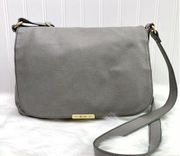 by Fossil Oh Happy Day gray leather flap front crossbody messenger bag