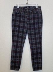 Paige Hoxton Ankle Black Atlantic Tartan Plaid Slim Leg Jeans EUC Sz 29 Cotton