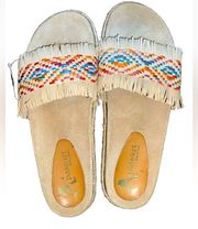 New Paseart Straw Fringe Slide Sandals Euro Size 41(9.5US)