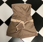 Vintage  of New York Strapless Romper Tube Top Olive Green Bamboo Burlap 8