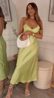 Dress light green Slip Midi Satin Effect Maxi Wedding Party