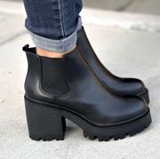 Black Chunky Heel Ankle Bootie