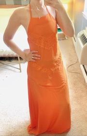 NWT missguided orange lace trim halter maxi dress