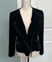 Soft Surroundings Black Velvet zippered Moto jacket size small