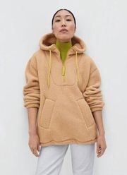 Everlane The ReNew Fleece Hoodie in Camel XSmall New Womens Teddy Pullover