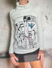 Vintage  Mock Zipper Neck Sweater Top