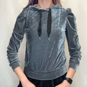 Generation Love Women's Velvet Velour Pullover Hoodie XS Extra Small Grey Gray