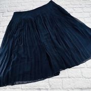 Lauren Ralph Lauren Skirt Womans 22W Navy Blue Silk Lined Knee Length Pleated