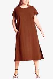 NWT REFINITY City Chic Back Detail midi Dress - sienna XXS 12 linen cotton