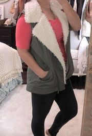 Sanctuary size XLarge olive green faux fur vest