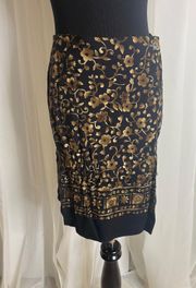 Black/Brown/Beige  LAWRENCE Floral  Wrap Mini Skirt