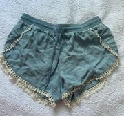 Tinsel Town Denim Flowy Shorts