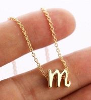 Letter m initial Gold Plated Necklace