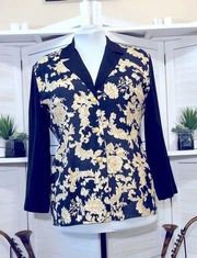 Vintage 90s Worthington black and beige floral print blazer sz L