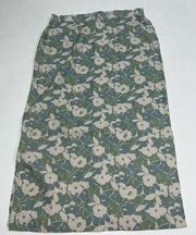 Pendleton Linen Skirt Womens Size 12 Straight Pencil Floral Beige Green Blue