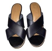 J. Crew Black Perforated Espadrille Wedge Sandals Size 10​​​