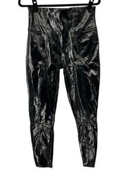 Spanx Faux Leather Black Shiny Vegan Skinny Patent Vinyl Leggings Pants