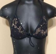 Guess Black Crotche tHalter Swim Top