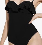 Amazon Women’s Swimsuit Sz S Black Ruffle One Piece Swimsuit NEW