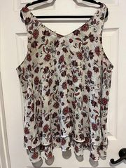 Lane Bryant Size 22 Sleeveless Swing Chiffon Tiered Floral V Neck