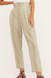 Free People NWT  Semi Sweet Striped High Rise Cropped Pants in Sage