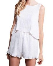 J.O.A. White crinkle textured layered look sleeveless romper size small