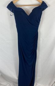 La Femme Off Shoulder Jersey Gown Navy size 2