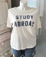 Mother Denim Study Abroad White Crewneck Short Sleeve T-Shirt Women’s Size Large