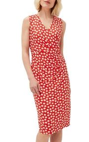 London Times orange with white polka dot sheath dress size 8