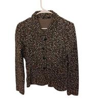 Nic & Zoe Black Brown Knit Button Front Women's Sm Sweater Jacket