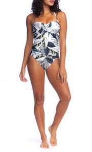 La Blanca Bandeau Tropical One Piece Swimsuit Strap Summer Swim, Size L