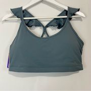 JoyLab Women’s Strappy Ruffle Sports Bra Storm Grey Size Large NWT